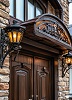 кованый козырек над дверью с фонарями